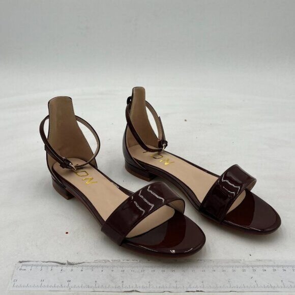 YDN Womens Chic Block Low Heel Sandals Open Toe Ankle Strap Patent Comfortable - Picture 4 of 8